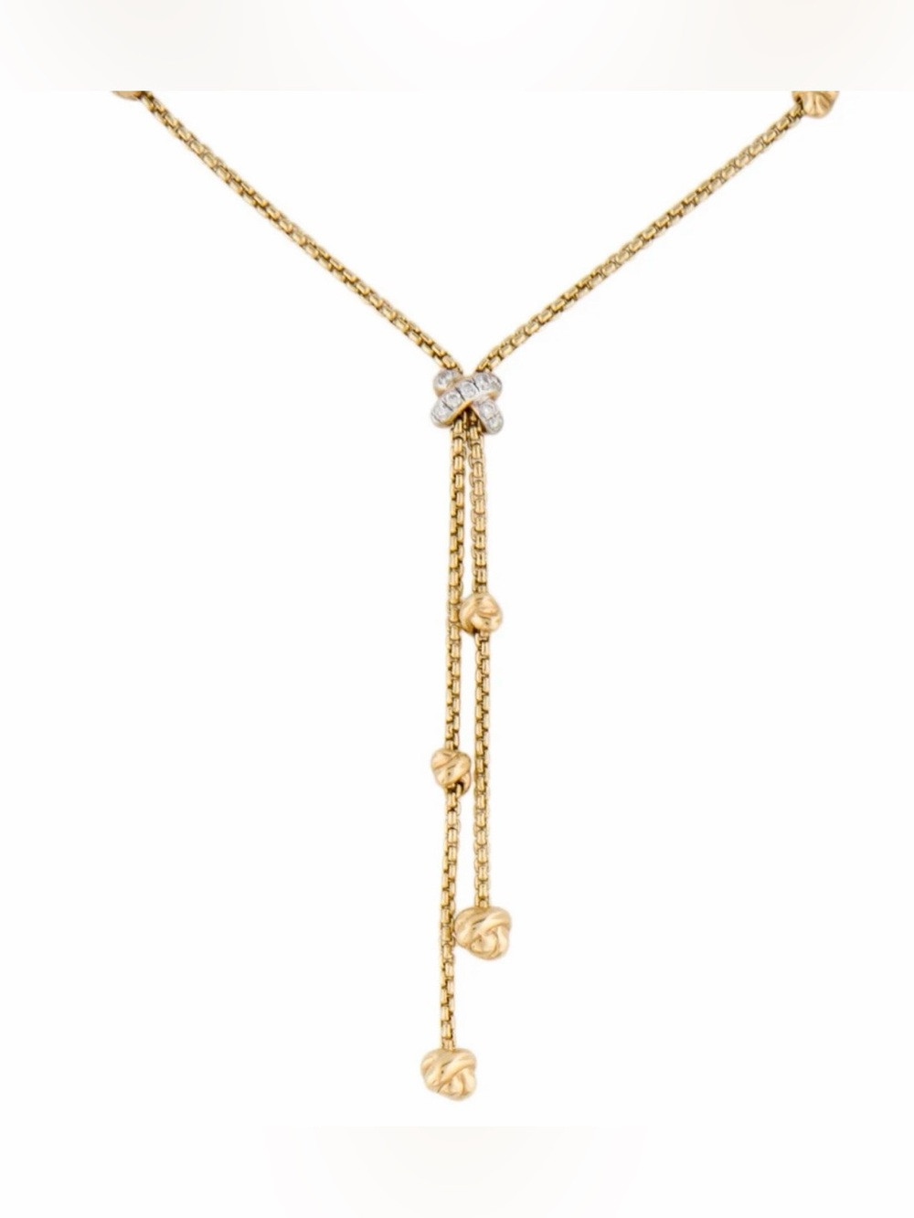 David Yurman Petite X Gold Drop Lariat Necklace - Elegant Women’s Jewelry